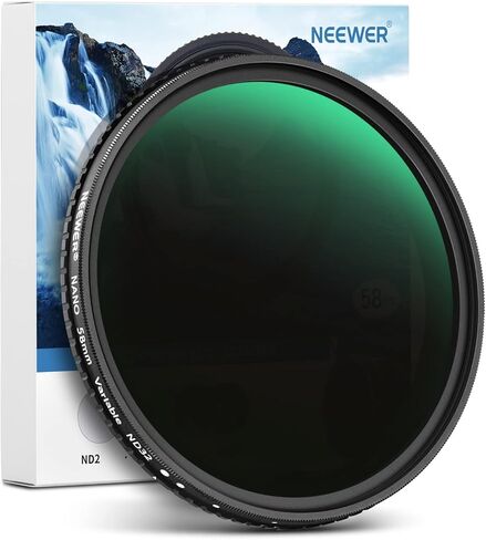 NEEWER 55mm ND2-400 (1-9 Stops) Variable ND Filter with Lens Cap, Lanyard, Cleaning Cloth, Precise Neutral Density Adjustment, Fingerprint & Scratch Resistant Multicoated Optical Glass in Kuwait
