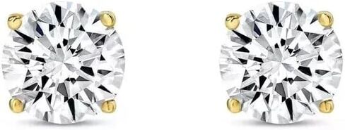 1 Ct Round Cut Diamond Stud Solid Real14K Yellow Gold Screw Back Basket For Women's Lab Created Jewellery in Saudi Arabia