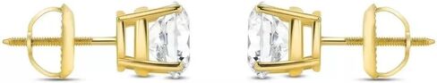 1 Ct Round Cut Diamond Stud Solid Real14K Yellow Gold Screw Back Basket For Women's Lab Created Jewellery in Saudi Arabia