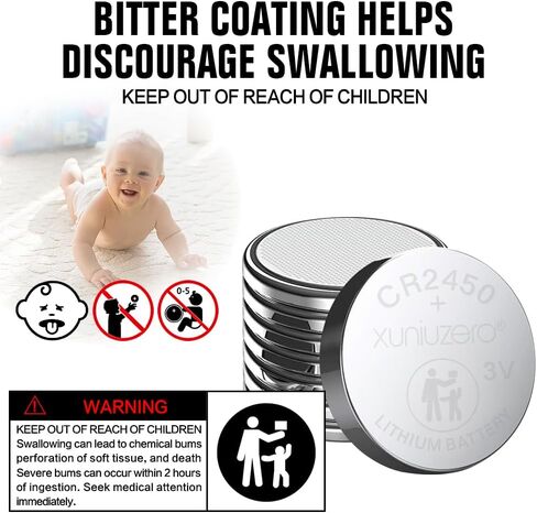 6 عبوات من بطارية الليثيوم الخلوية المعدنية CR2450، 3 فولت، طاقة طويلة الأمد، خالية من الزئبق، حزمة آمنة للأطفال in Kuwait
