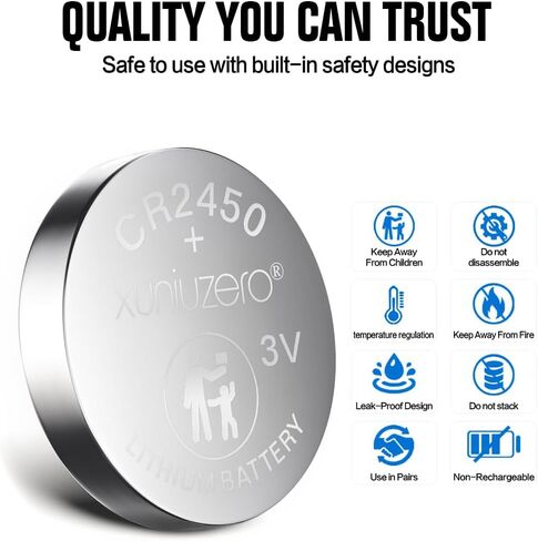 6 عبوات من بطارية الليثيوم الخلوية المعدنية CR2450، 3 فولت، طاقة طويلة الأمد، خالية من الزئبق، حزمة آمنة للأطفال in Kuwait