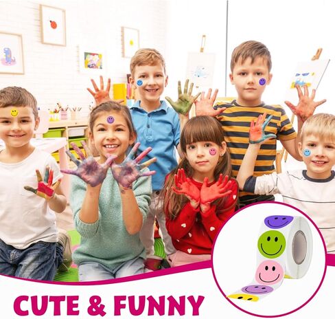 2000Pcs Smiley Face Stickers–4 Rolls (500/Roll) Happy Face Stickers Cute Small Reward Sticker for Kids Classroom,Teacher, Students, Home/Party, Motivational Decals in Kuwait