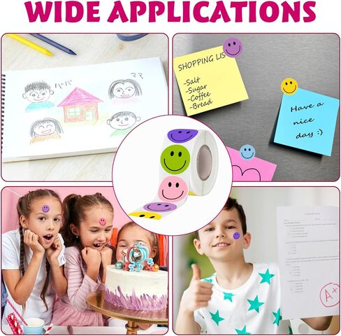 2000Pcs Smiley Face Stickers–4 Rolls (500/Roll) Happy Face Stickers Cute Small Reward Sticker for Kids Classroom,Teacher, Students, Home/Party, Motivational Decals in Kuwait