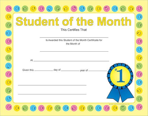 SHAPES ETC. 30pcs Student of The Month Recognition Certificates 11inx8.5in Colorful Award Kids Student Graduations Moving Up Ceremonies Achievement Days Banquets Academic Competitions USA Made in Saudi Arabia