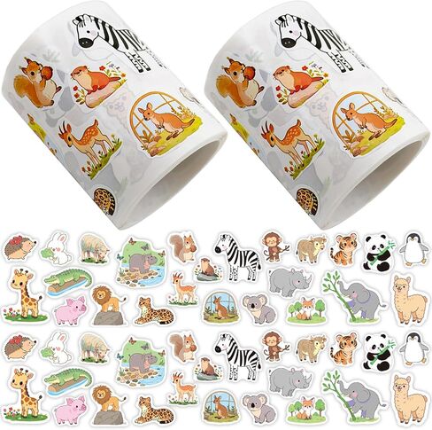 1000 قطعة من ملصقات الحيوانات السائبة، 2 لفافة من ملصقات الغابات البرية التحفيزية للأطفال الصغار، مكافآت الفصول الدراسية للمعلمين، مستلزمات الحفلات المدرسية in Kuwait