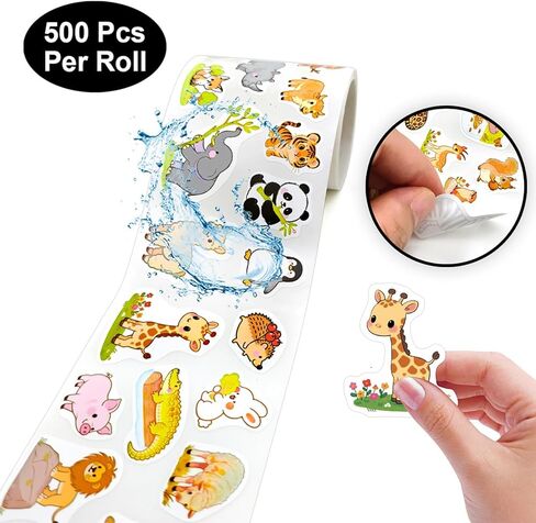 1000 قطعة من ملصقات الحيوانات السائبة، 2 لفافة من ملصقات الغابات البرية التحفيزية للأطفال الصغار، مكافآت الفصول الدراسية للمعلمين، مستلزمات الحفلات المدرسية in Kuwait