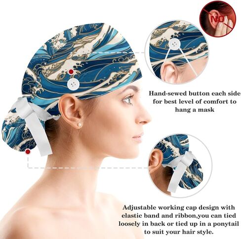 Scrub Cap, Nurse Hat, Surgical Cap with Hair Scrunchy in Saudi Arabia