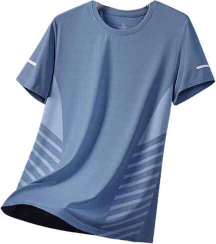 Men's Workout Shirts Quick Dry Athletic Running T-Shirts Moisture Wicking Short-Sleeve Lightweight Sports Tee Tops in Saudi Arabia
