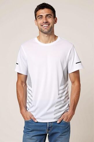 Men's Workout Shirts Quick Dry Athletic Running T-Shirts Moisture Wicking Short-Sleeve Lightweight Sports Tee Tops in Saudi Arabia
