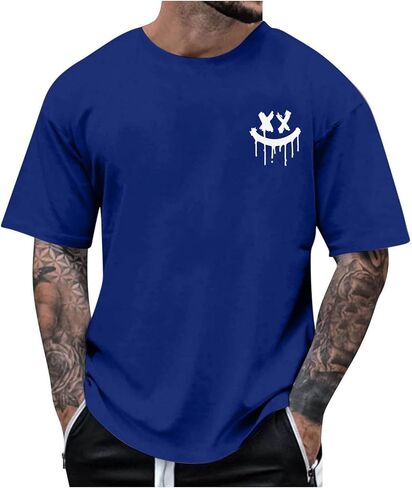 Mens Oversized Tshirts Y2k Graphic Streetwear Loose Fit Casual Summer T-Shirts Tee Tops Mens Fashion Blouse Top in Kuwait