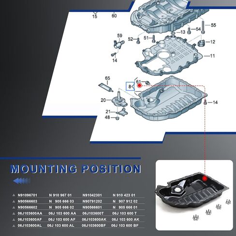 06J103600AF 06J103600T وعاء زيت المحرك السفلي مع مسامير متوافق مع Audi A3 Q3 TT Quattro VW Golf Passat CC Beetle Eos Jetta Tiguan Sharan Scirocco EA888 MK2 1.8L 2.0L in Kuwait