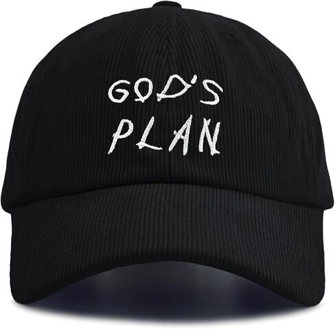 God's Plan Embroidered Corduroy Baseball Cap，Adjustable Size, Lightweight Sun hat, Suitable for Daily Outdoor Sports wear in Saudi Arabia