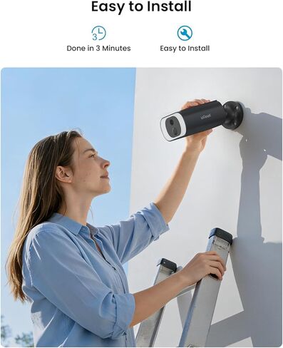 ieGeek S1 Solar Security Cameras Wireless Outdoor, 2K WiFi Surveillance Camera for Home Security with AI Motion Sensor, Battery Powered Outside Cam, Color Night Vision, Cloud/SD, Works w/Alexa in Kuwait