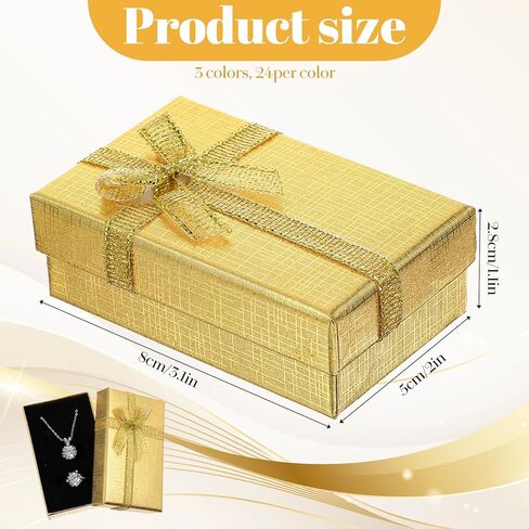 72 قطعة من صناديق المجوهرات السائبة، صندوق هدايا صغير من الورق المقوى مع شريط فيونكة للخواتم والأقراط وقلادة السوار، 3.1 × 2 × 1.1 بوصة، 3 ألوان لعيد الميلاد وعيد الميلاد وعيد الحب in Kuwait