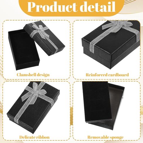 72 قطعة من صناديق المجوهرات السائبة، صندوق هدايا صغير من الورق المقوى مع شريط فيونكة للخواتم والأقراط وقلادة السوار، 3.1 × 2 × 1.1 بوصة، 3 ألوان لعيد الميلاد وعيد الميلاد وعيد الحب in Kuwait