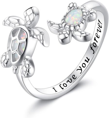 Sea Turtle Ring 925 Sterling Silver Opal Turtle Adjustable Ring Ocean Jewelry Gift for Women in Saudi Arabia
