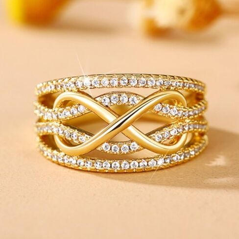 Simple Hollow Zirconia Infinity Ring for Women Wedding Party Exquisite Jewelry Valentine Gift in Saudi Arabia