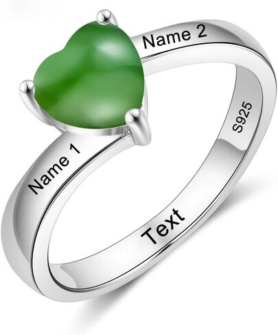 Natural Gemstone Heart Rings Personalized 925 Sterling Silver Turquoise Larimar Green Jade Lapis Lazuli Custom Name Ring Jewelry Gifts for Women in Saudi Arabia
