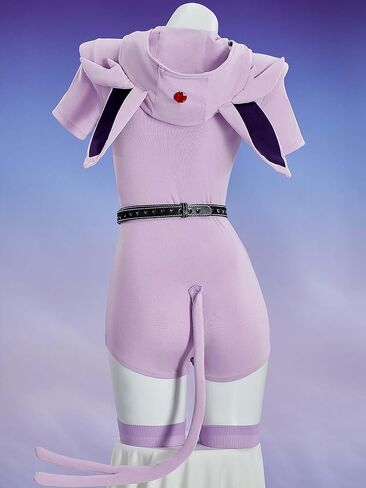 Mobbunny Women Anime Derivative Romper Onesie Bodysuit Sexy Lingerie Summer Hooded Homewear Jumpsuit with Tail in Saudi Arabia