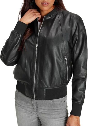 Bomber Leather Jacket Women Boyfriend Leather Jacket -Fall Fashion Real Lambskin Leather Jacket Womens in Saudi Arabia