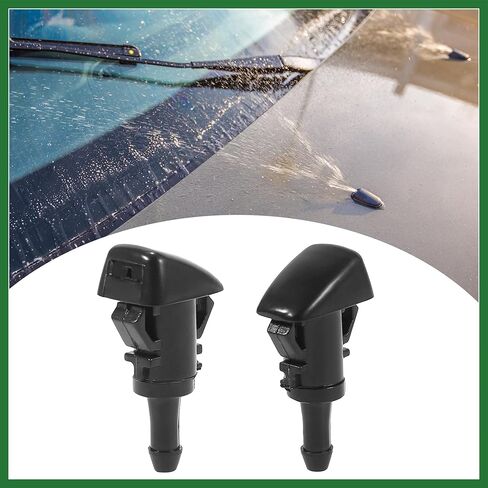 Motoforti Front Windshield Wiper Nozzles for Mitsubishi Eclipse Galant with Gaskets - Pack of 2 Black Long-lasting in Saudi Arabia
