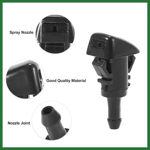 Motoforti Front Windshield Wiper Nozzles for Mitsubishi Eclipse Galant with Gaskets - Pack of 2 Black Long-lasting in Saudi Arabia