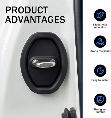 2 PCS Car Door Lock Protector, Silent Shock Absorption Pad, Anti-Rust Silicone Protective Cover, Universal for Most Cars (Black) in Saudi Arabia
