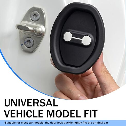 2 PCS Car Door Lock Protector, Silent Shock Absorption Pad, Anti-Rust Silicone Protective Cover, Universal for Most Cars (Black) in Saudi Arabia