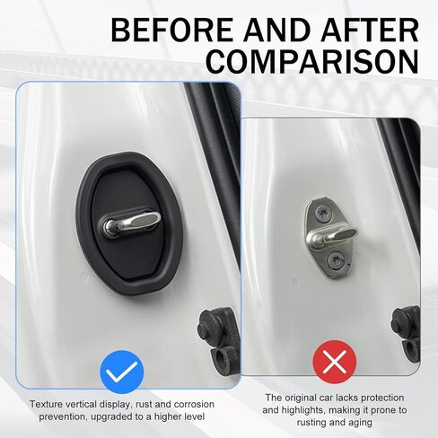 2 PCS Car Door Lock Protector, Silent Shock Absorption Pad, Anti-Rust Silicone Protective Cover, Universal for Most Cars (Black) in Saudi Arabia