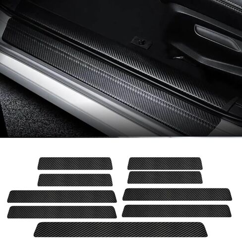 واقي عتبة باب السيارة متوافق مع Honda Accord 2025-2016 LX EX Sport-L & Hybrid Sedan - ملصق حماية عتبة ألياف الكربون المضاد للخدش وواقي حافة دخول الجذع والباب (9 قطع) in Kuwait