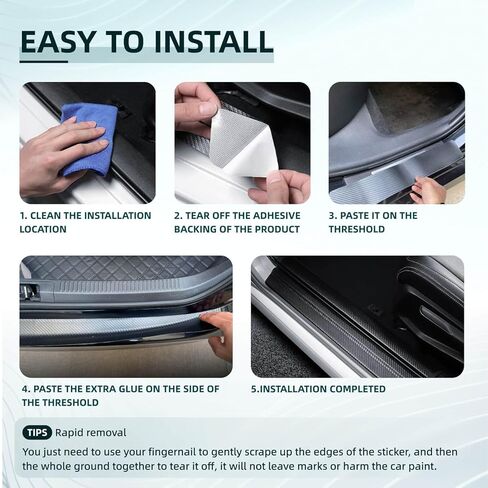 واقي عتبة باب السيارة متوافق مع Honda Accord 2025-2016 LX EX Sport-L & Hybrid Sedan - ملصق حماية عتبة ألياف الكربون المضاد للخدش وواقي حافة دخول الجذع والباب (9 قطع) in Kuwait