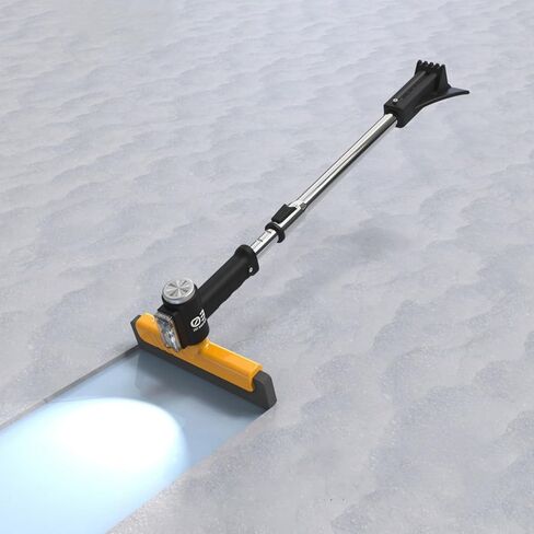 فرشاة ثلج على الزجاج الأمامي للسيارة مقاس 37 بوصة ومجرفة ثلج، مجرفة ثلج قابلة للسحب والفصل، إضاءة LED، للسيارات والشاحنات وسيارات الدفع الرباعي (ABS شديدة التحمل، فرشاة EVA، برتقالي) in Kuwait