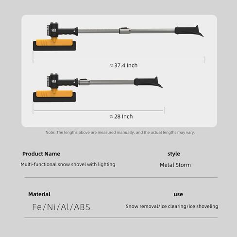 فرشاة ثلج على الزجاج الأمامي للسيارة مقاس 37 بوصة ومجرفة ثلج، مجرفة ثلج قابلة للسحب والفصل، إضاءة LED، للسيارات والشاحنات وسيارات الدفع الرباعي (ABS شديدة التحمل، فرشاة EVA، برتقالي) in Kuwait