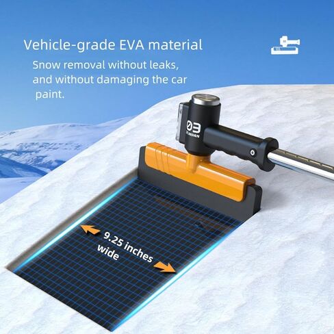 فرشاة ثلج على الزجاج الأمامي للسيارة مقاس 37 بوصة ومجرفة ثلج، مجرفة ثلج قابلة للسحب والفصل، إضاءة LED، للسيارات والشاحنات وسيارات الدفع الرباعي (ABS شديدة التحمل، فرشاة EVA، برتقالي) in Kuwait