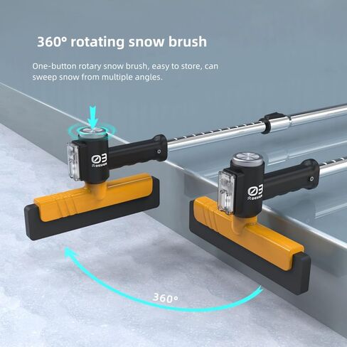فرشاة ثلج على الزجاج الأمامي للسيارة مقاس 37 بوصة ومجرفة ثلج، مجرفة ثلج قابلة للسحب والفصل، إضاءة LED، للسيارات والشاحنات وسيارات الدفع الرباعي (ABS شديدة التحمل، فرشاة EVA، برتقالي) in Kuwait