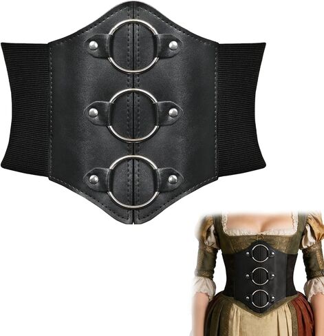 حزام مشد نسائي من جلد الفايكنج من GYQMBT، حزام خصر مرن بأربطة عصر النهضة لفستان الهالوين in Kuwait