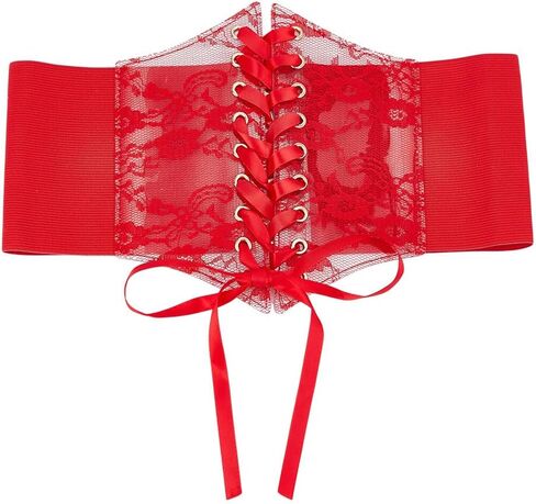 1Pc Women Lace Corset Belts Elegant Wide Waist Bustiers Elastic Cinch Belt Tied Waspie for Women DIY Dresses in Saudi Arabia