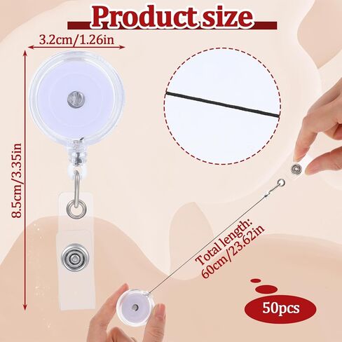 50Pcs Retractable Badge Holders Clip Bulk Blank Badge Reels with Swivel Alligator Clip for Students Teachers Office Workers in Saudi Arabia