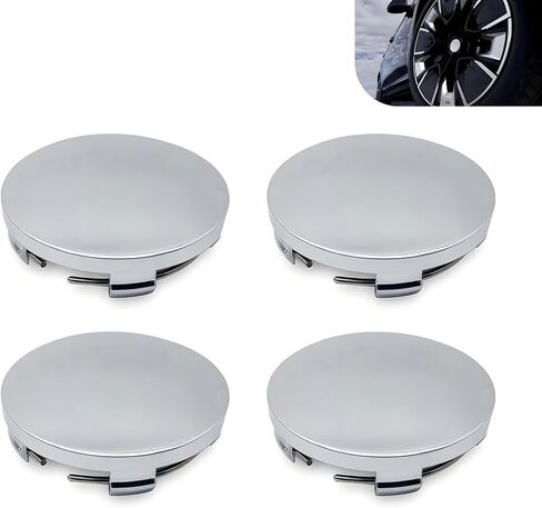 4 PCS Car Wheel Center Covers, 2.3" OD 2.2" ID Anti-rust Scratch-resistant Wheel Hub Protector, Tight Fit Snap-in Rim Caps Accessory, Universal Exterior Modification for Cars (Silver) in Kuwait