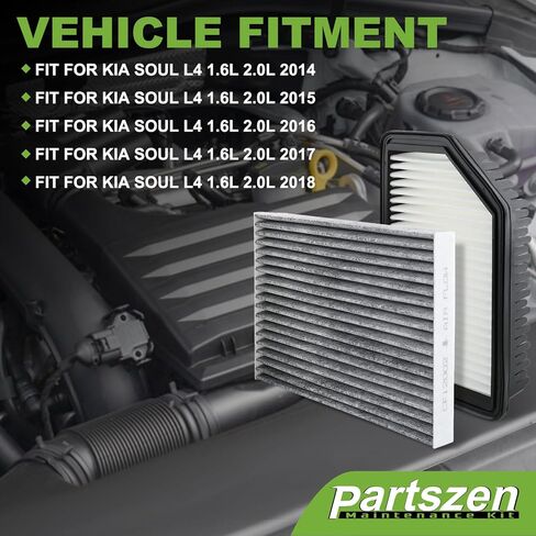 CF12002 Activated Carbon Cabin & Engine Air Filter Fit for Kia Soul L4 1.6L 2.0L 2014-2018 Replace CA11206 28113-1R100 in Saudi Arabia