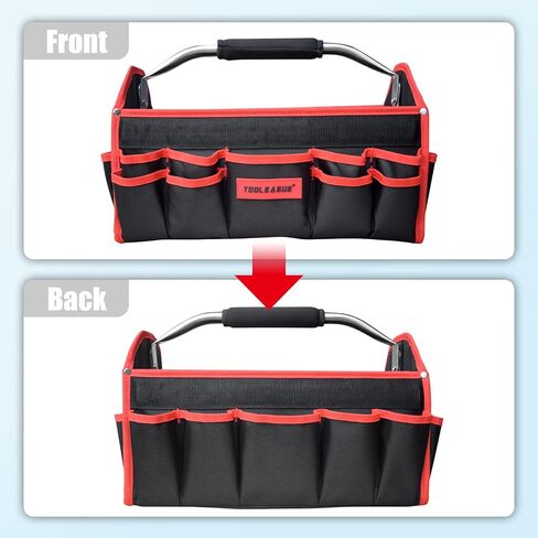 TOOLEAGUE 19 Inches Heavy Duty Tool Bag 25 Pockets, 1680D Fabric Tool Bags with Strong Molded Base, Multi-pocket Tool Organizer with Adjustable Shoulder Strap in Kuwait