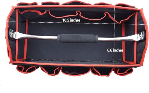 TOOLEAGUE 19 Inches Heavy Duty Tool Bag 25 Pockets, 1680D Fabric Tool Bags with Strong Molded Base, Multi-pocket Tool Organizer with Adjustable Shoulder Strap in Kuwait