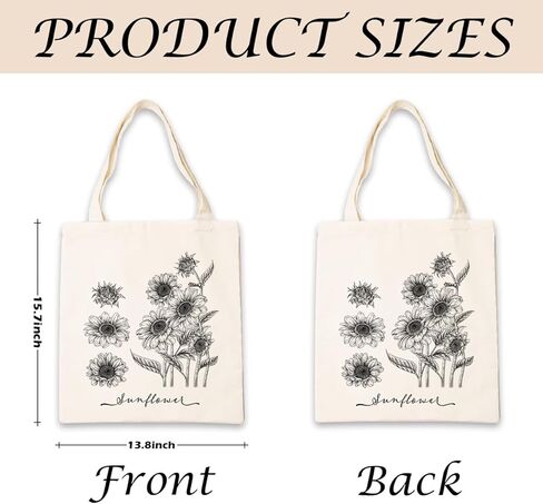 Botanical Sunflower Sketch Canvas Tote Bag, Vintage Sunflower Handbag, Black and White Botanical Design Reusable Shopping Bags, Shoulder Bag for Daily Use and Work in Saudi Arabia