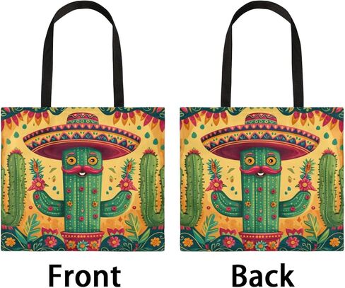 Mr. Beard Cactus Canvas Tote Bag for Women Men Stylish Tote Handbag Shoulder Bag Reusable Grocery Bag Shopping Cloth Bag with Handles Portable Gift Bag （19.5"x17.9"） in Saudi Arabia