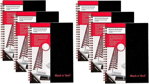 Black n' Red Twin Spiral Hardcover Notebook, Medium, Black/Red, 70 Ruled Sheets, Pack of 6 (L67000) in Kuwait