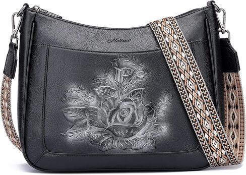 حقائب كروس للنساء من MEITRUE، محفظة هوبو متوسطة الحجم من الجلد النباتي المنقوش باللون الوردي مع حزام حقيبة كتف للسفر in Kuwait