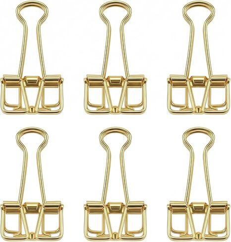 Binder Clips Rose Gold Hollow Long Tail Document Clamps, 6pcs Metal Spring Fasteners for Paper Stacks, Planner Notes, Desk Organization, Folding Handles for Easy Use in Saudi Arabia