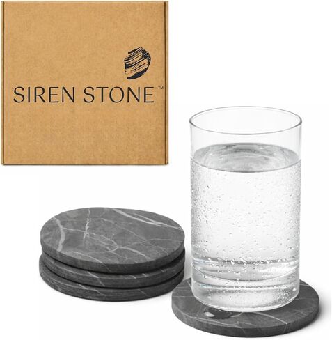 Coaster Set of 4 - Diatomaceous Earth Absorbent Coasters for Drinks | Quick Dry, Super Absorbent | Coffee Table, Bar & Home Decor | Non-Toxic, BPA-Free | Female Founded USA Brand Brand in Saudi Arabia