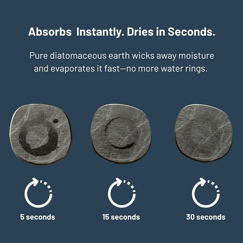 Coaster Set of 4 - Diatomaceous Earth Absorbent Coasters for Drinks | Quick Dry, Super Absorbent | Coffee Table, Bar & Home Decor | Non-Toxic, BPA-Free | Female Founded USA Brand Brand in Saudi Arabia