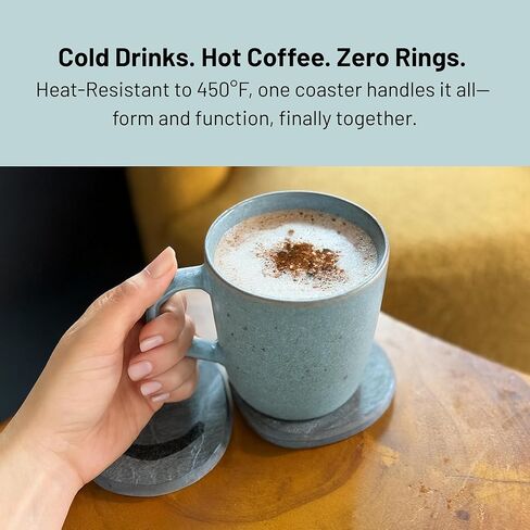 Coaster Set of 4 - Diatomaceous Earth Absorbent Coasters for Drinks | Quick Dry, Super Absorbent | Coffee Table, Bar & Home Decor | Non-Toxic, BPA-Free | Female Founded USA Brand Brand in Saudi Arabia